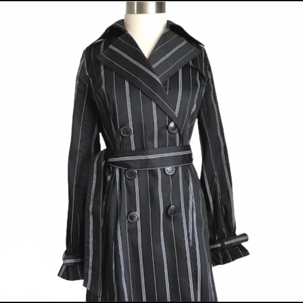 Trench Coat Black Pinstriped